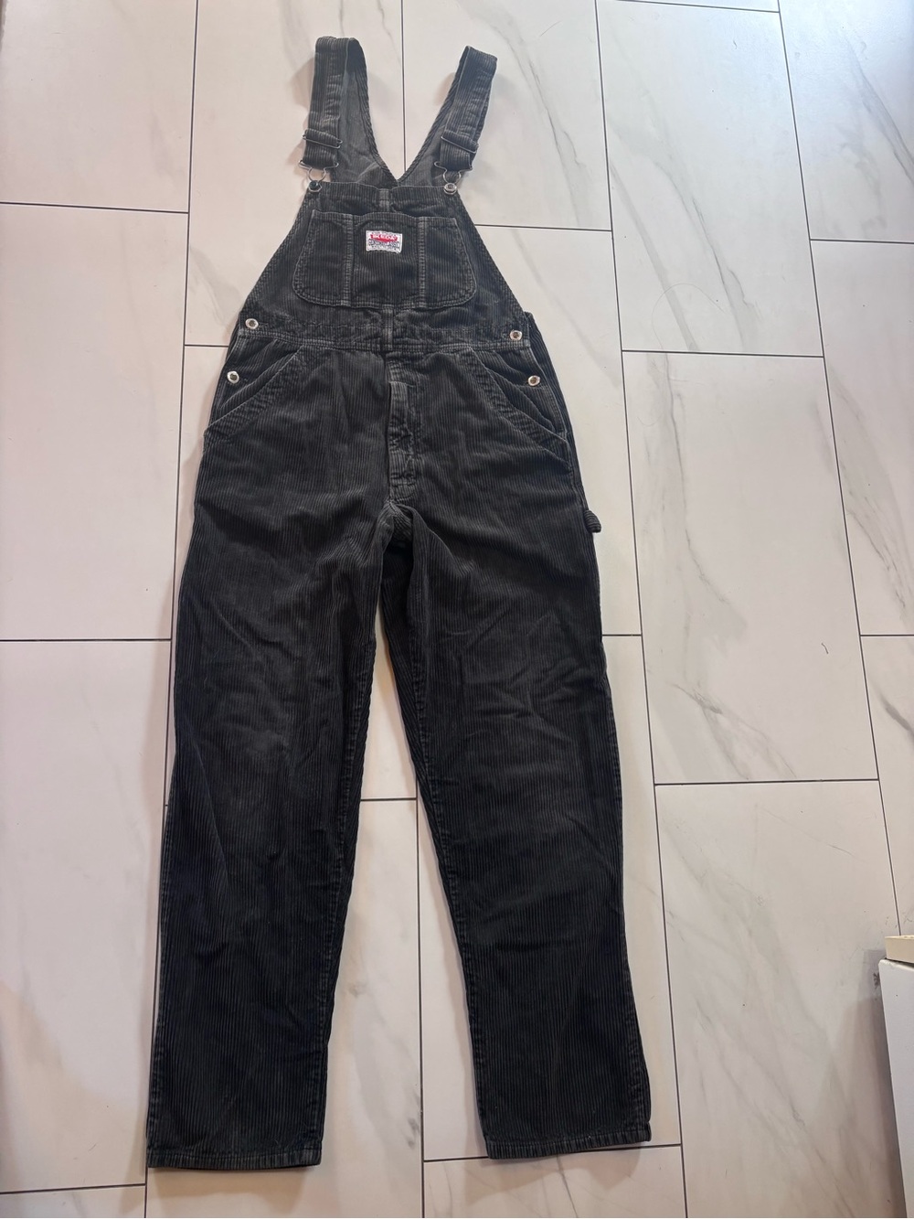 RARE Vintage Ikeda Corduroy Carpenter Bib Overalls gray Made In Canada small
